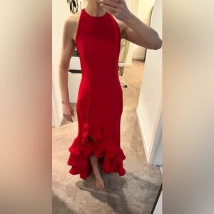 Betsy & Adam Vibrant Red High Low Dress